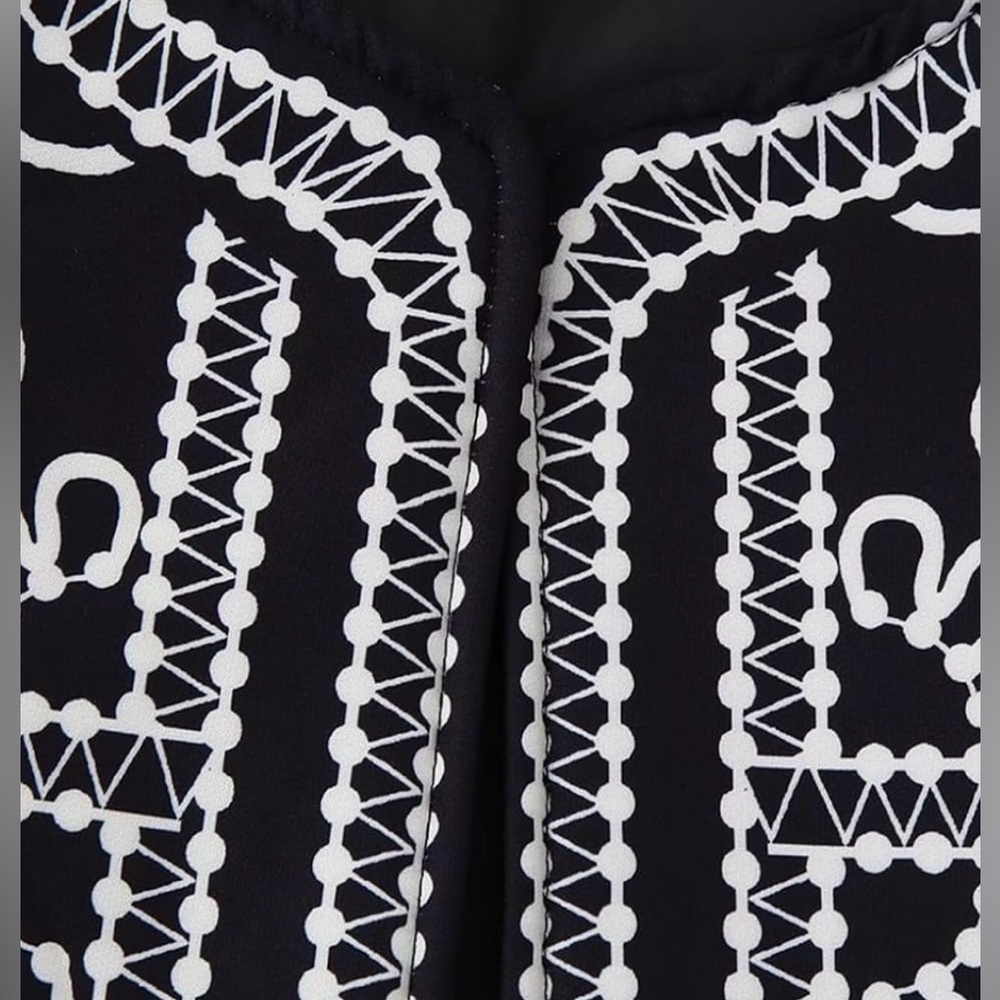 Black & White Embroidered Floral Open Front Jacket | Boho Chic Cardigan - Picture 5 of 11